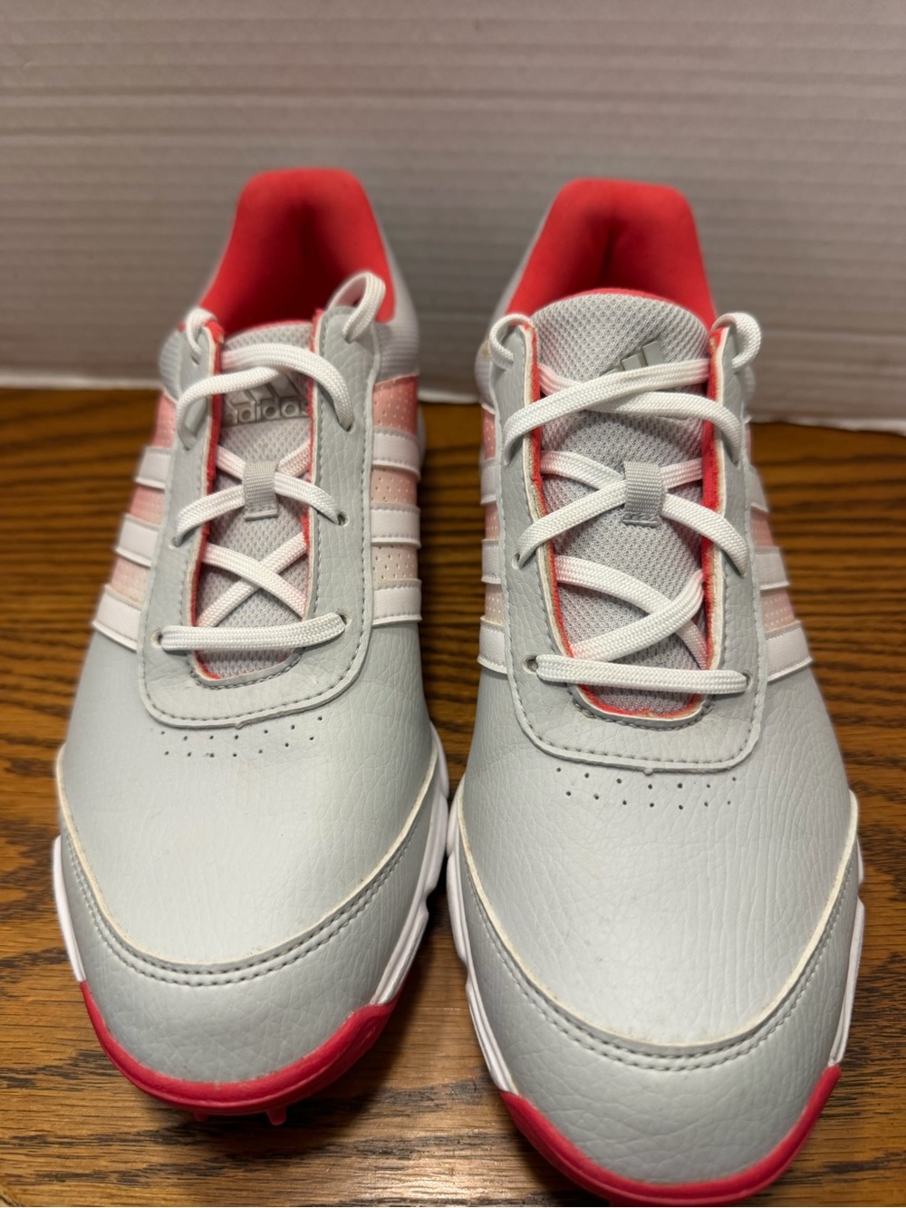 adidas Women’s Light Gray and Coral Athletic golf Sneakers